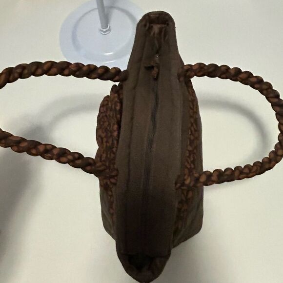 Naraya Brown flower quilted tote zipper shoulder bag New - Picture 7 of 8